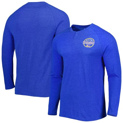 Men's Concepts Sport Heathered Royal Golden State Warriors Left Chest Henley Raglan Long Sleeve T-Shirt in Heather Royal