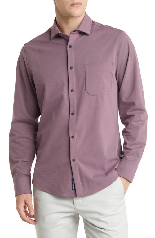 Nolan Knit Snap Front Shirt in Purple
