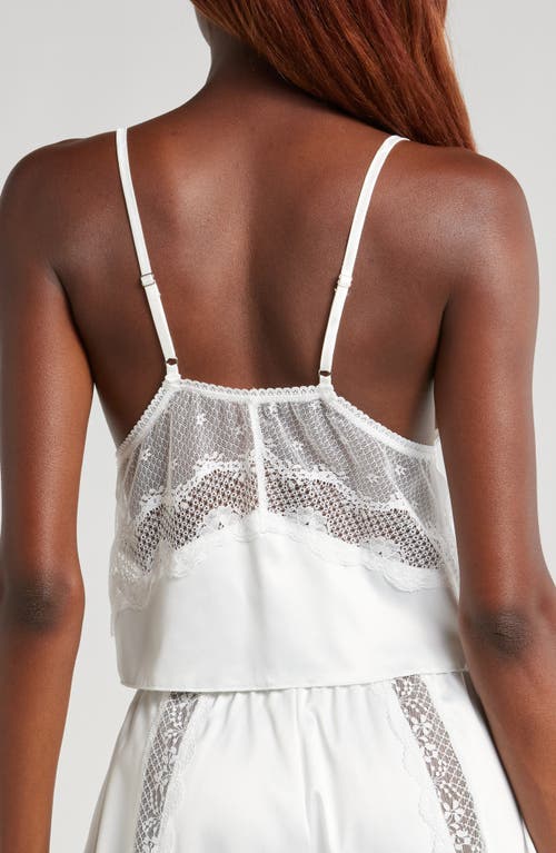 Kat The Label Lucille Lace Inset Tie Front Camisole In Ivory