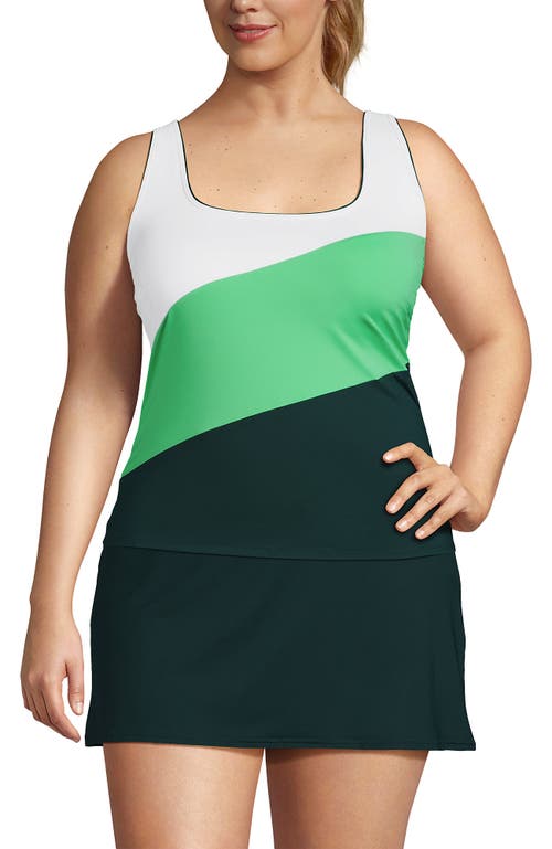 Shop Lands' End Plus Size Chlorine Resistant Square Neck Underwire Tankini Swimsuit Top In Deep Balsam/wintergreen