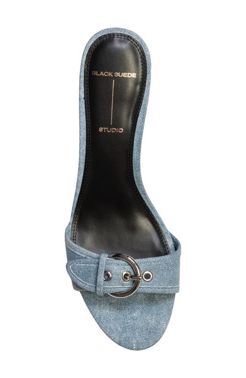 Black Suede Studio Lenny 65 Buckle Sandal In Baby Denim Leather