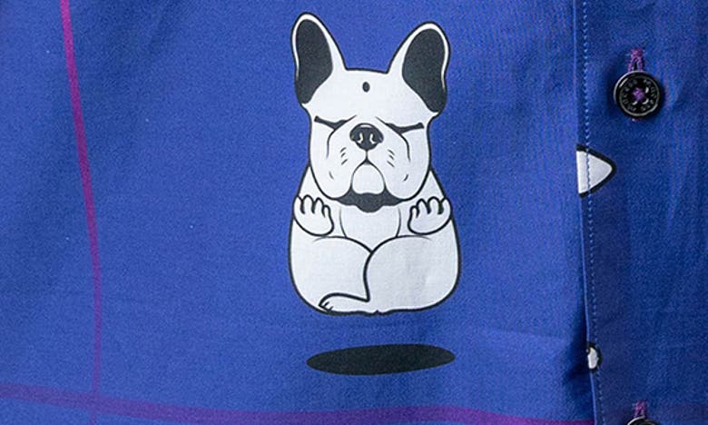 Shop Maceoo Fibonacci Doggiezen Cotton Button-up Shirt In Blue