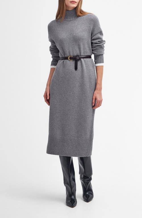 Shop Barbour Winona Turtleneck Midi Sweater Dress In Grey Marl