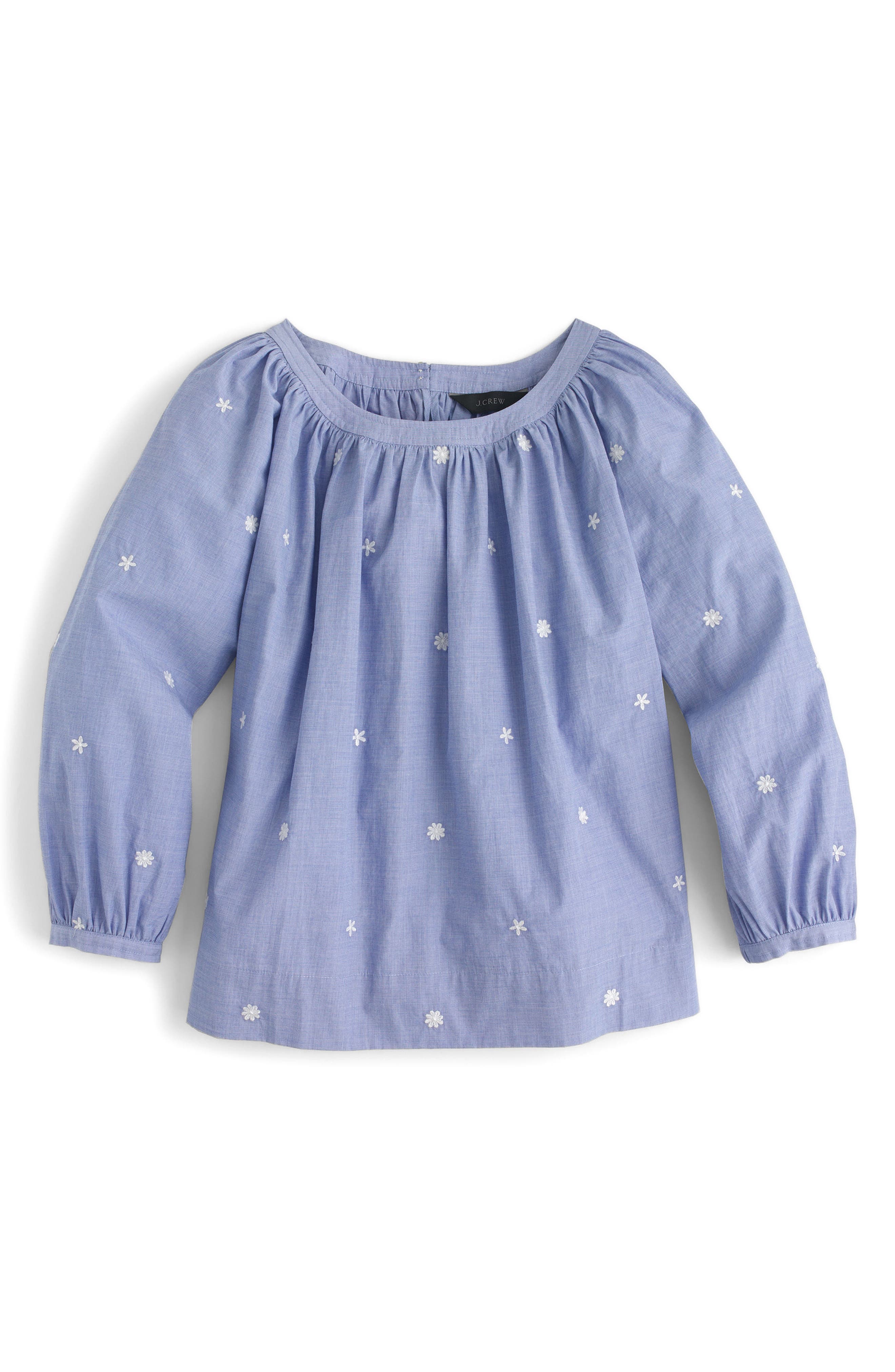 J.Crew Perfect Embroidered Chambray Top (Regular & Petite) Nordstrom
