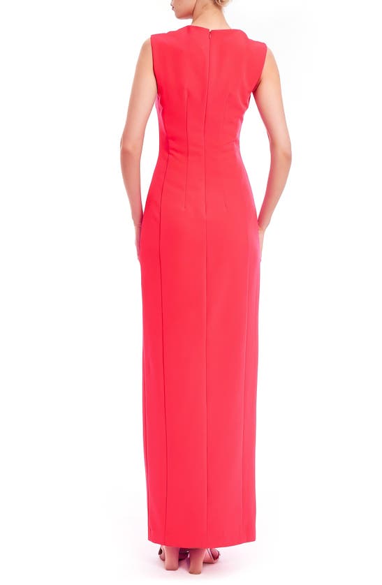 Shop Jewel Badgley Mischka Square Neck Sheath Gown In Coral