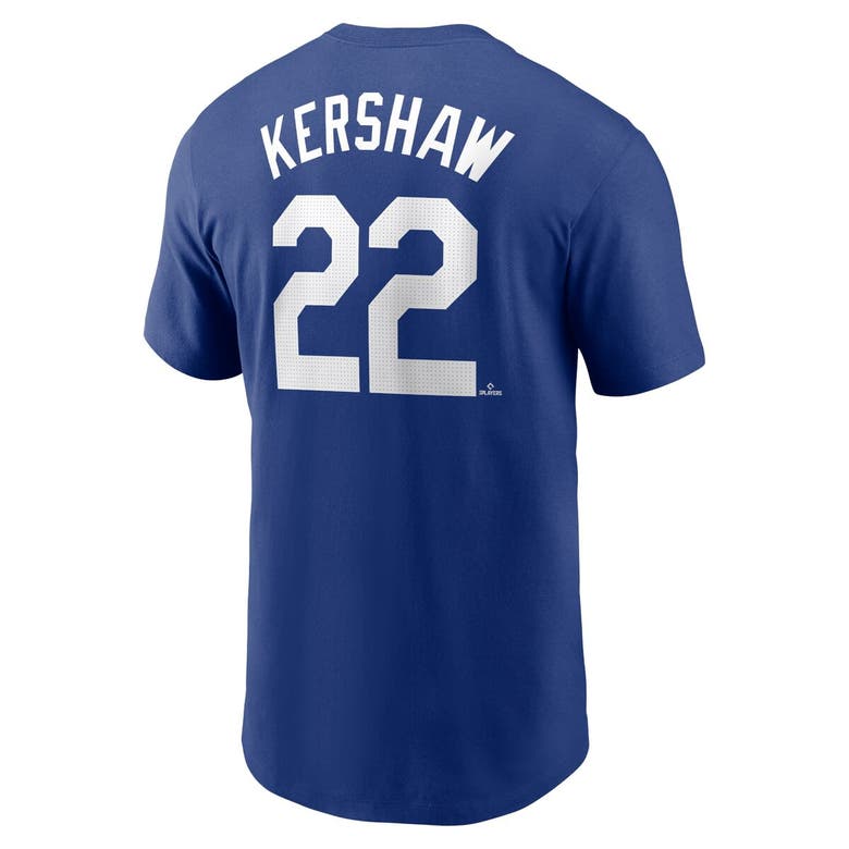 Shop Nike Clayton Kershaw Royal Los Angeles Dodgers Fuse Name & Number T-shirt