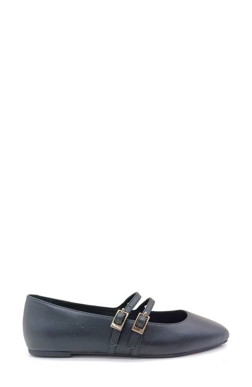 Shop Kenneth Cole Mackenzie Mary Jane Flat In Black Leather