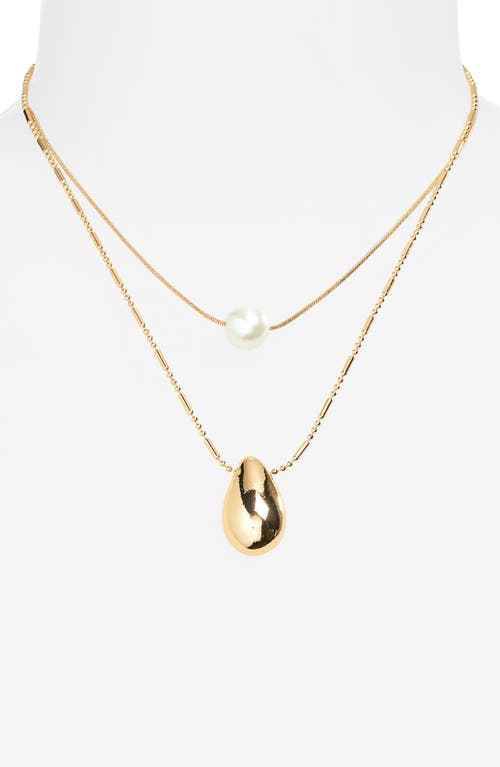 Shop Nordstrom Rack Layered Faux Pearl Chain Necklace In White- Gold
