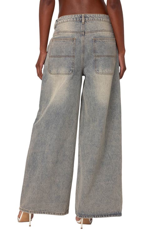 Shop Edikted Baggy Wide Leg Jeans In Gray