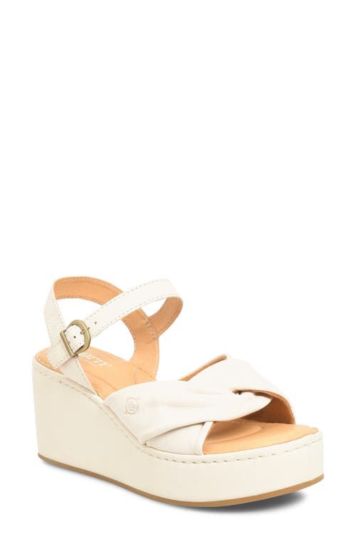 Marchelle Ankle Strap Platform Wedge Sandal in White Leather