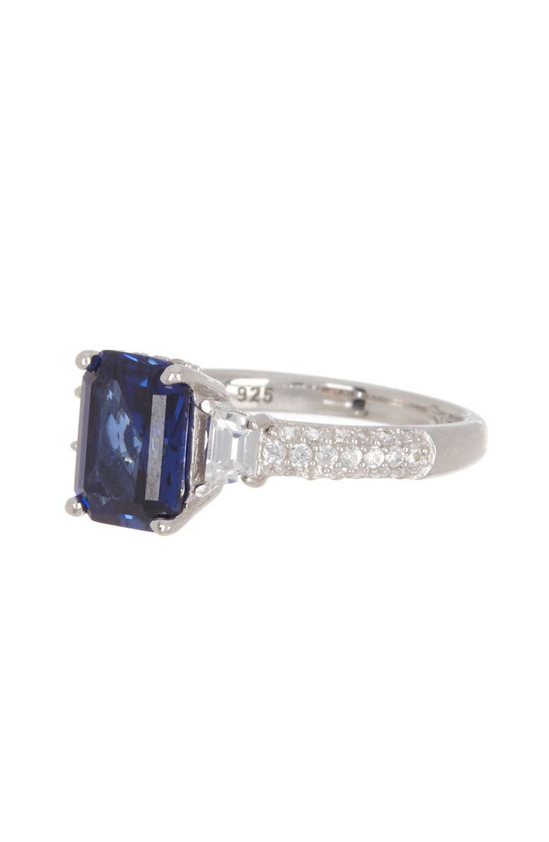 Sterling Silver Rectangular Sapphire Diamond Accent Ring - 0.02 ctw Sterling Silver Rectangular Sapphire Diamond Accent Ring - 0.02 ctw