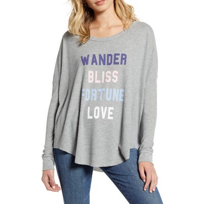 Wildfox Wander Bliss Fortune Love - Perry Thermal Tee, Grey
