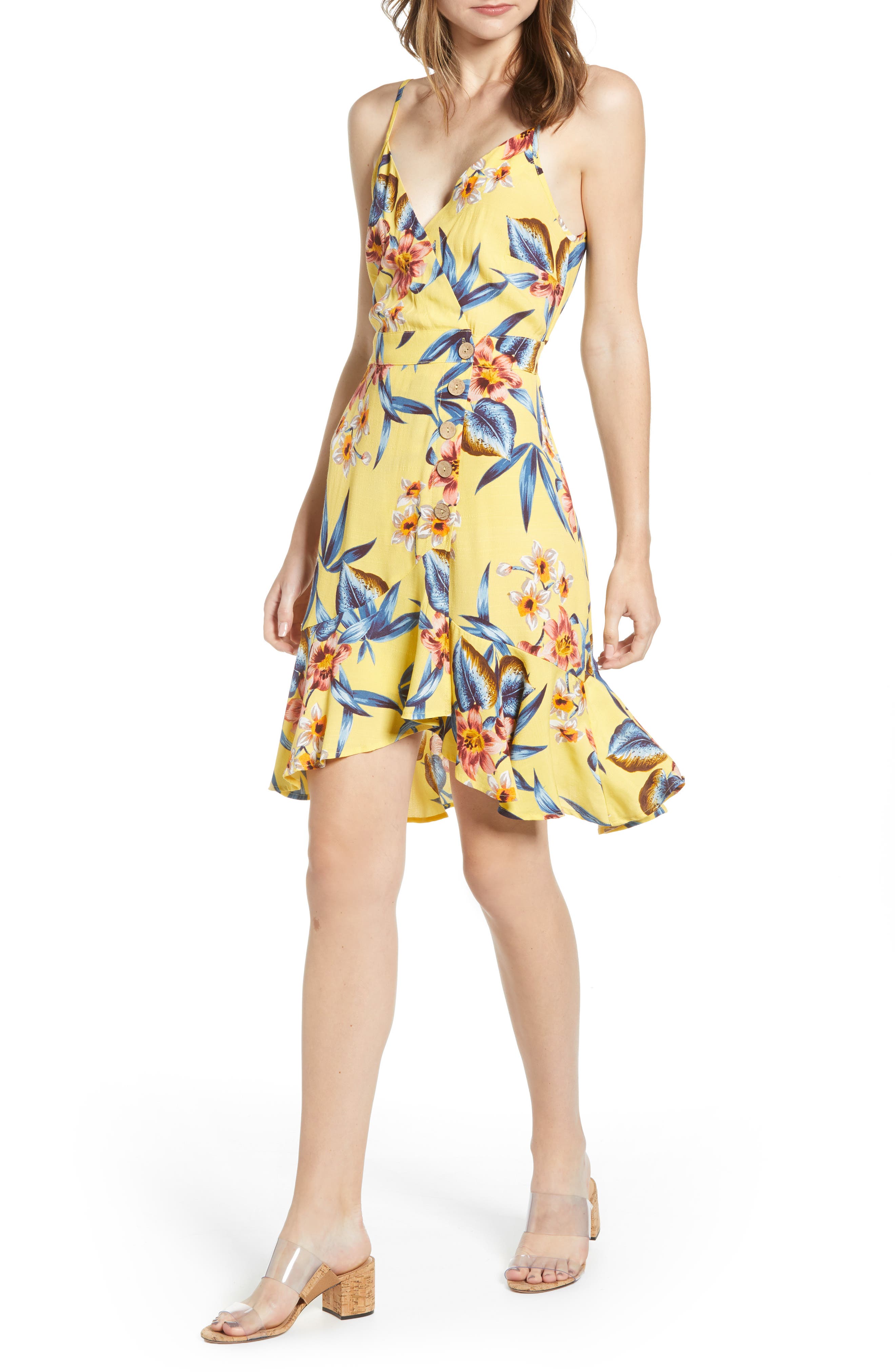 Band Of Gypsies Verbena Floral Print Sundress, Yellow