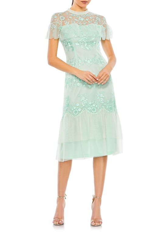 Mac Duggal Embroidered Midi A-Line Cocktail Dress Mint at Nordstrom,