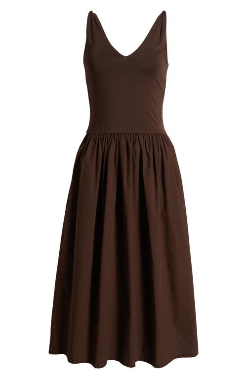 Shop Rails Franca Mixed Media Sleeveless Midi Dress In Espresso