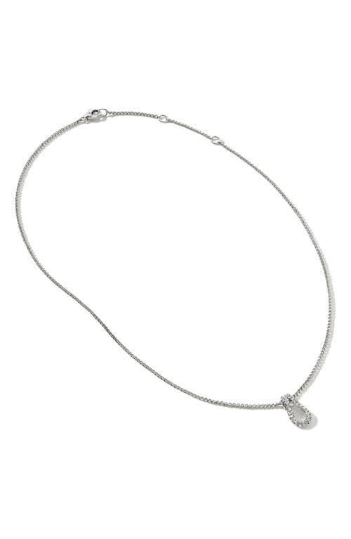 John Hardy Surf Pavé Diamond Pendant Necklace in Silver at Nordstrom, Size 18
