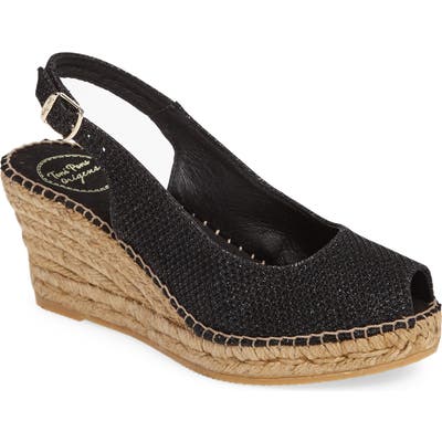 Toni Pons Calafell Slingback Wedge Espadrille, Black