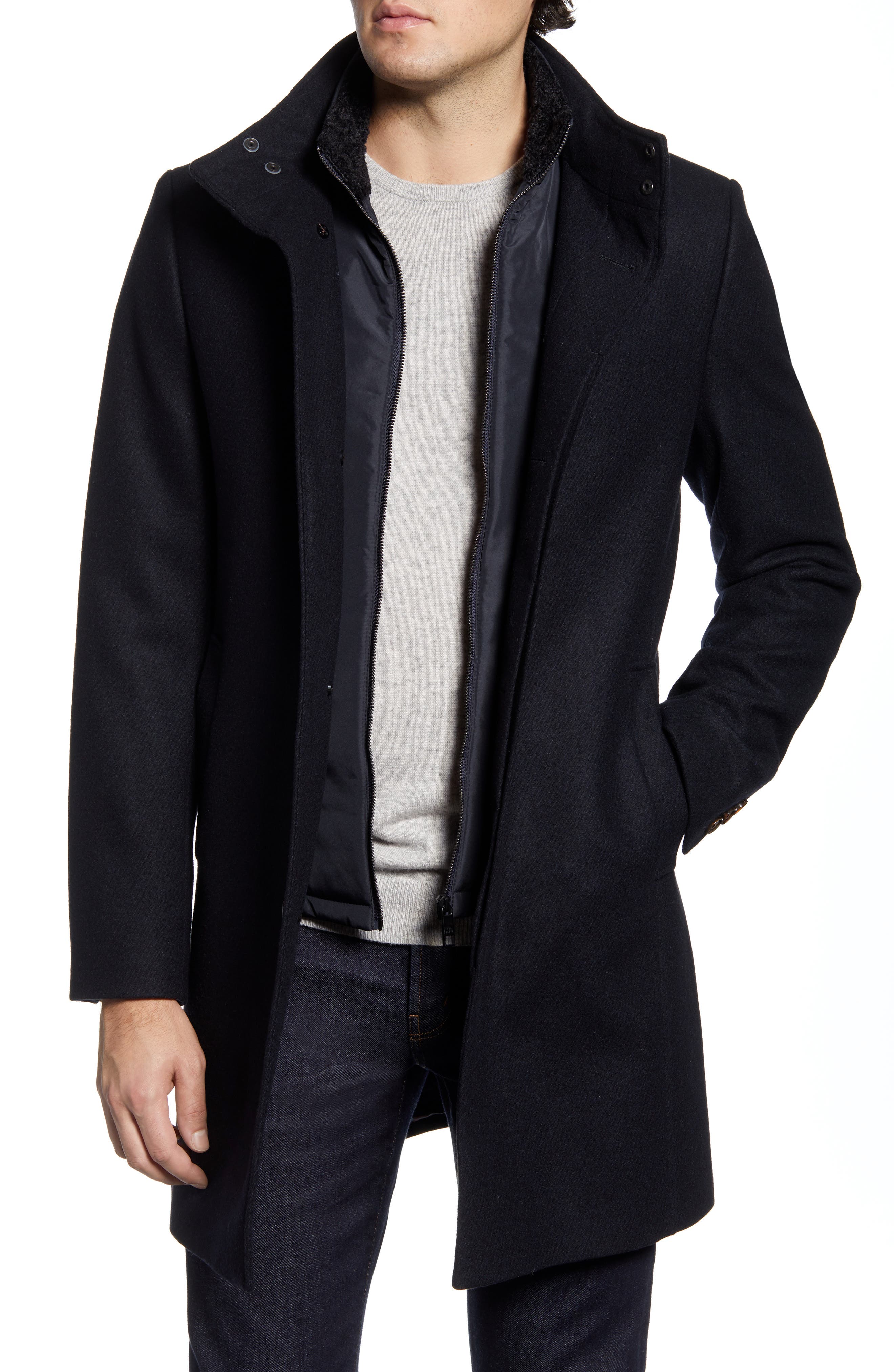 ted baker wool funnel neck overcoat