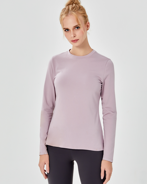 Rebody Active Pima Going Long Sleeve Top In Stone Mauve