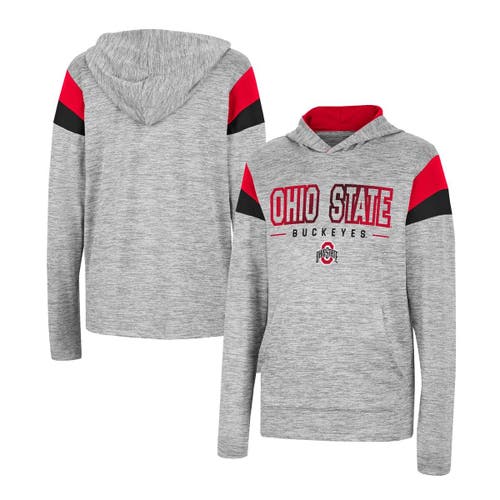 Youth Colosseum Heather Gray Ohio State Buckeyes Tartookas Long Sleeve Hoodie T-Shirt