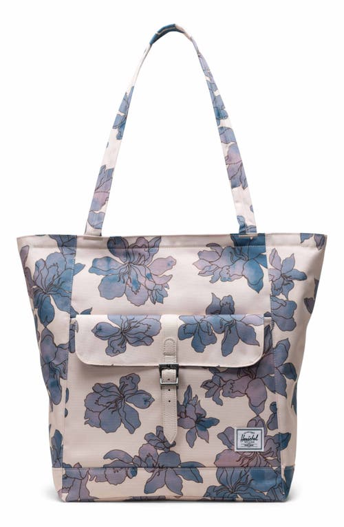 Retreat Recycled Polyester Tote in Moonbeam Floral Waves