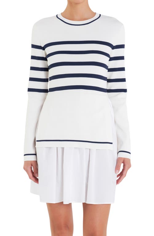 ENGLISH FACTORY ENGLISH FACTORY LONG SLEEVE MIXED MEDIA MINIDRESS