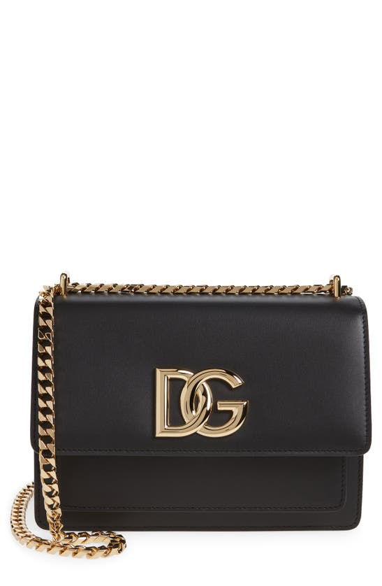 Shop Dolce & Gabbana 3.5 Flap Leather Shoulder Bag In Black