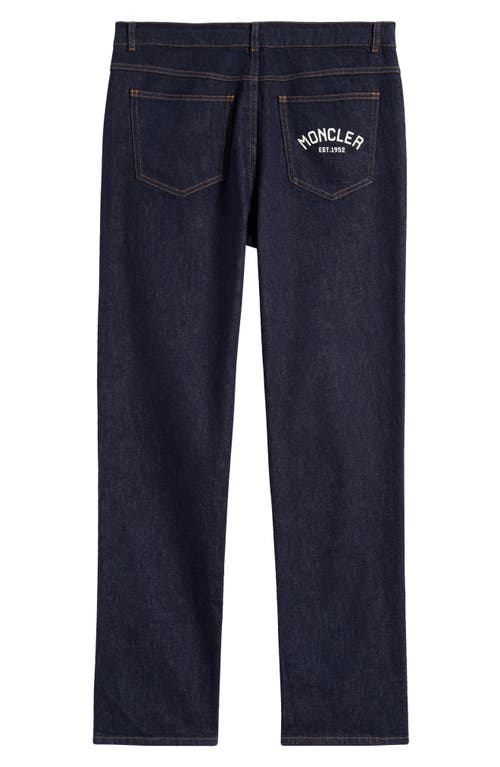 Moncler Kids' Stretch Denim Straight Leg Jeans In Blue