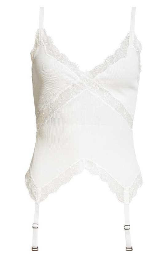 Shop Dion Lee Lace Panel Rib Garter Camisole In Ivory