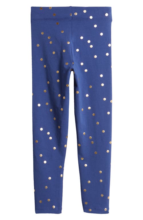 Shop Mini Boden Kids' Fun Foil Print Leggings In Navy/gold Foil Confetti