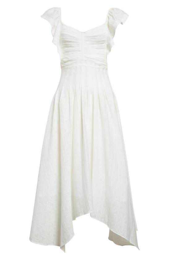 Shop Ramy Brook Bria Pleated Handkerchief Hem Midi Dress In White Springtime Burnout