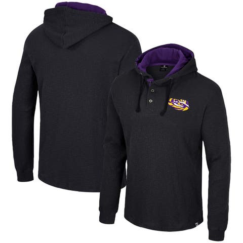 Men's Colosseum Black LSU Tigers Affirmative Thermal Hoodie Long Sleeve ...