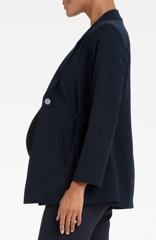 Shop Seraphine Tailored Maternity Blazer In Navy