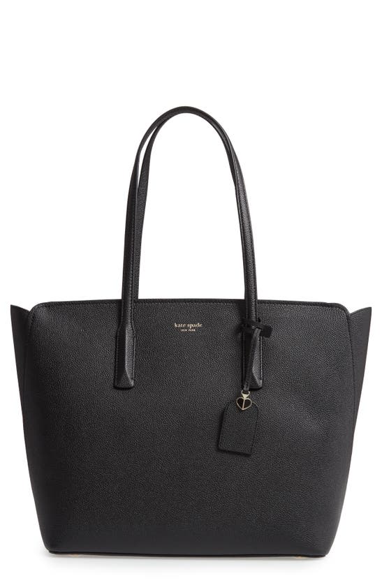 Shop Kate Spade Large Margaux Leather Tote In Black