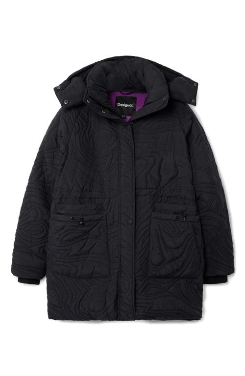 Desigual Aarhus Quilted Coat In Black