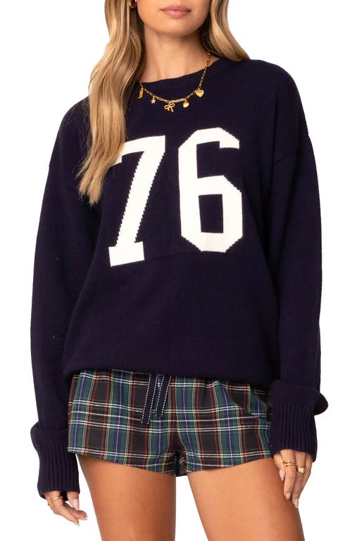 Shop Edikted 76 Sweater In Navy