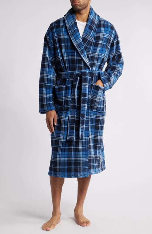 Majestic Men's Plaid Plush Fleece Robe In Blue Plaid