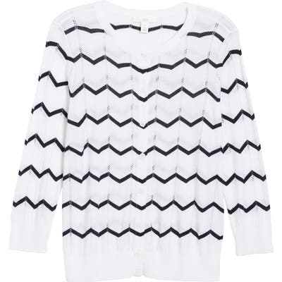1901 Chevron Crew Cardigan, White