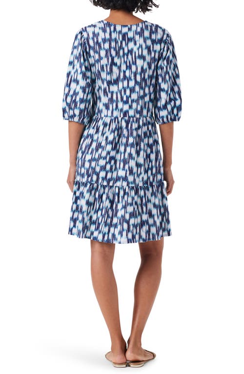 Nzt By Nic+zoe Elbow Sleeve Cotton Minidress In Blue Multi
