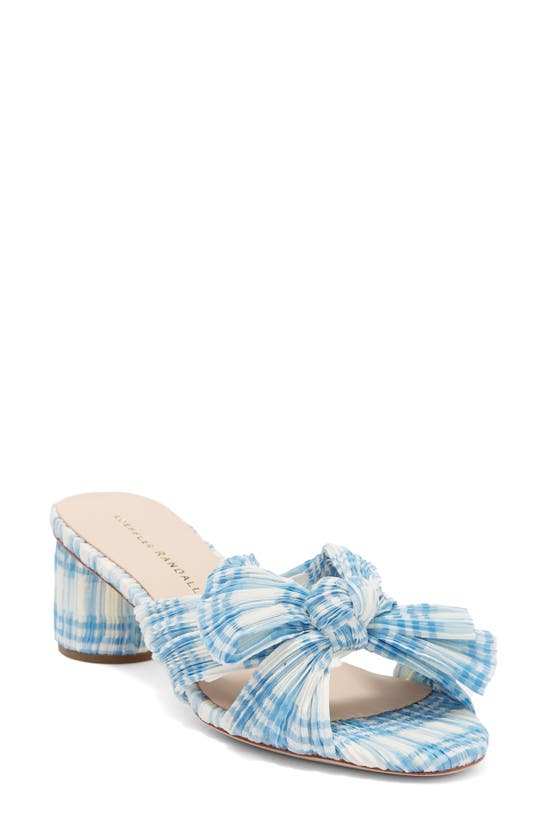 Loeffler Randall Emilia Knot Slide Sandal In Blue/ Cream