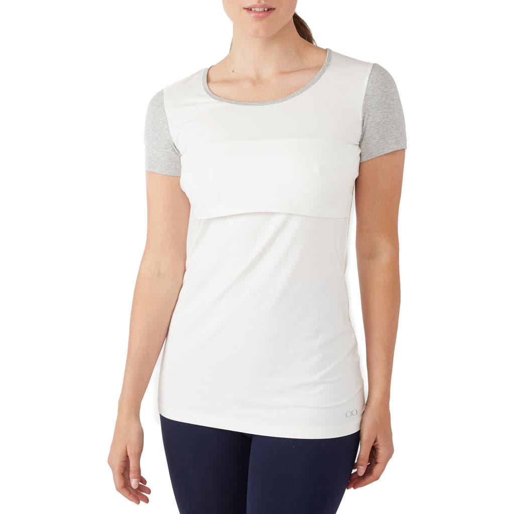 Modern Eternity Maternity/nursing Tee In Eggshell/greymix Melange