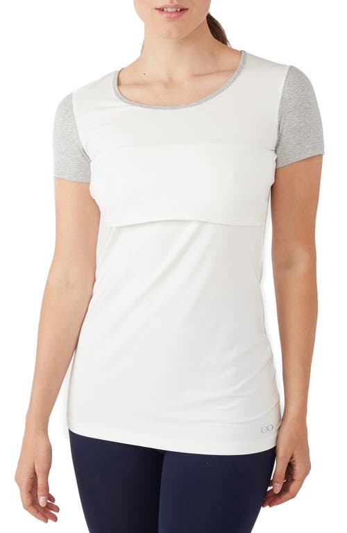 Modern Eternity Maternity/nursing Tee In Eggshell/greymix Melange