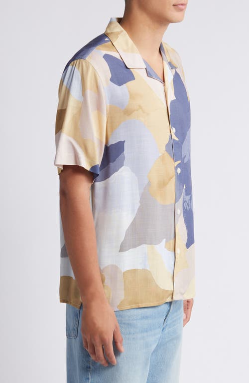 Shop Wax London Abstract Floral Camp Shirt In Grey/yellow Multi