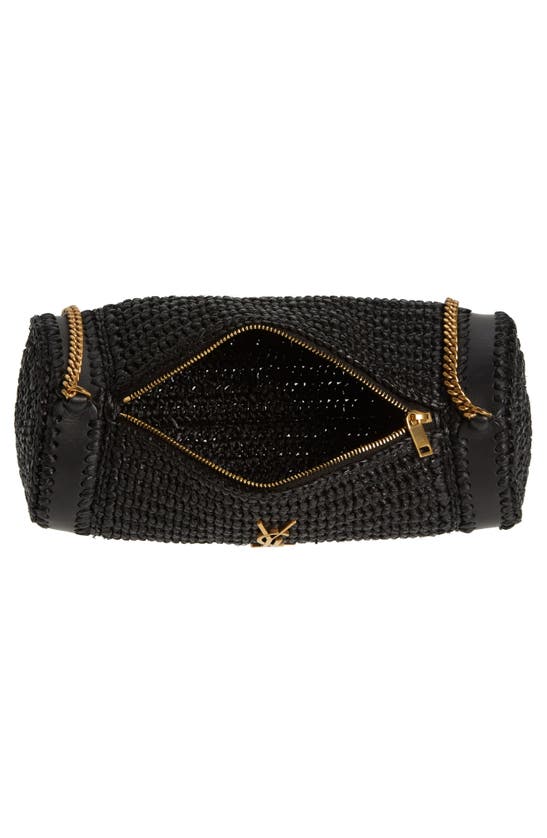 Shop Saint Laurent Small Sade Raffia Tube Bag In Noir