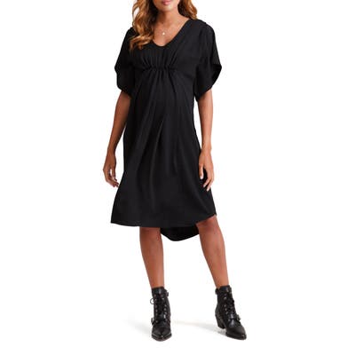 Ingrid & Isabel Pleat Front Maternity/nursing Dress, Black