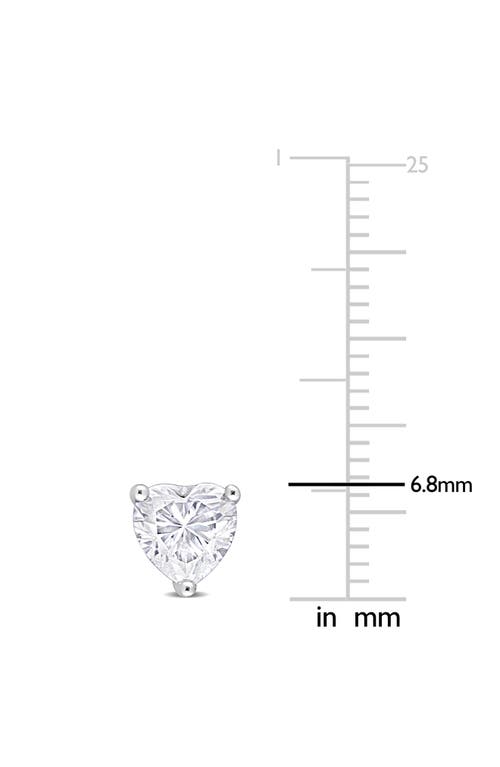 Delmar Sterling Silver Lab Created Moissanite Heart Stud Earrings In Silver