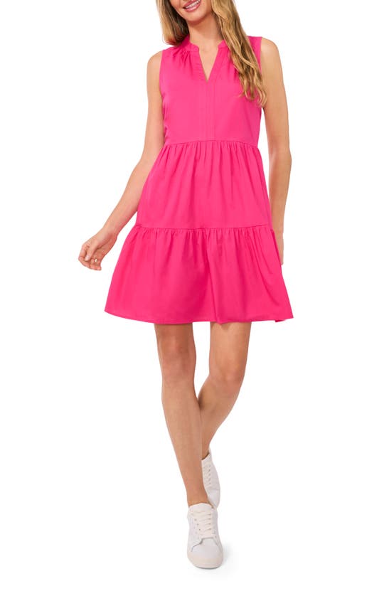 Shop Cece Sleeveless Tiered Dress In Bright Rose Pink