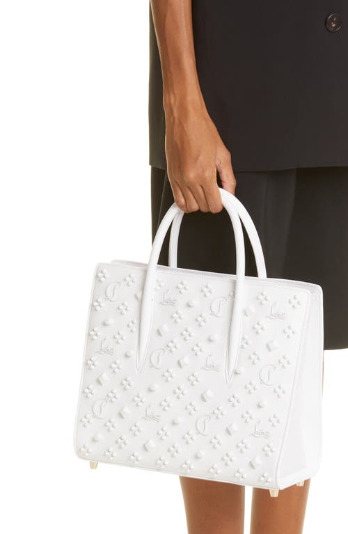 Shop Christian Louboutin Medium Paloma Studded Leather Satchel In Bianco/bianco