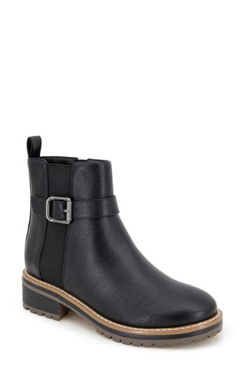 Kensie Kelly Lug Sole Boot In Black Pu