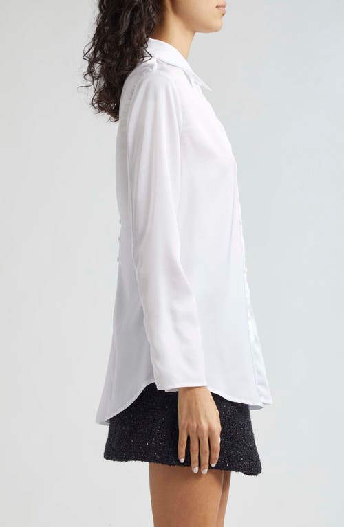 Shop Emporio Armani Back Button Satin Shirt In Off White